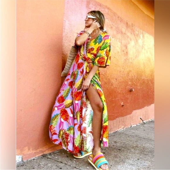 FARM Rio Dresses & Skirts - FARM Rio Beaks and Bananas Maxi Wrap Dress